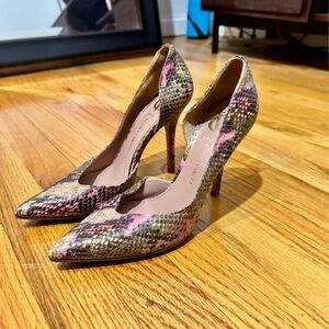 Vince Camuto Pink and Brown Snakeskin Heels